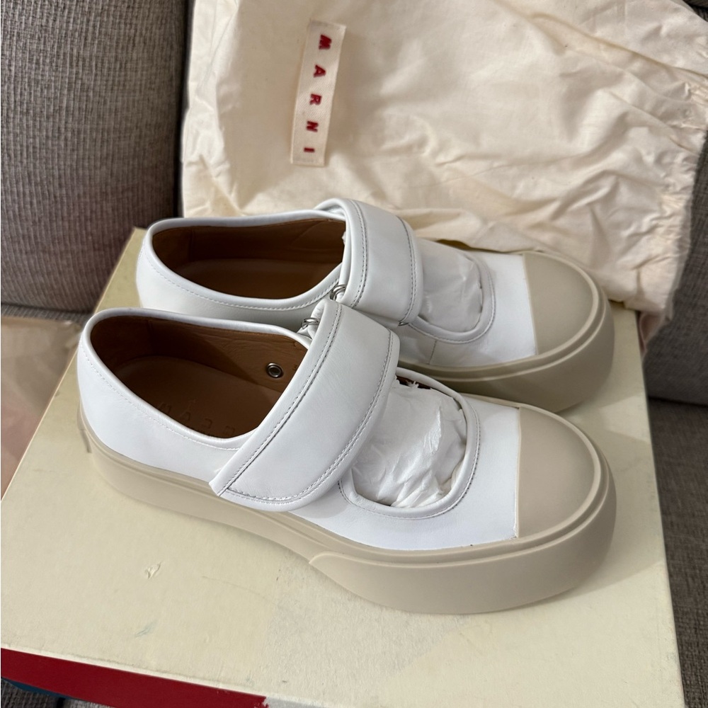Marni Ivory and Cream Slip-On Sneakers